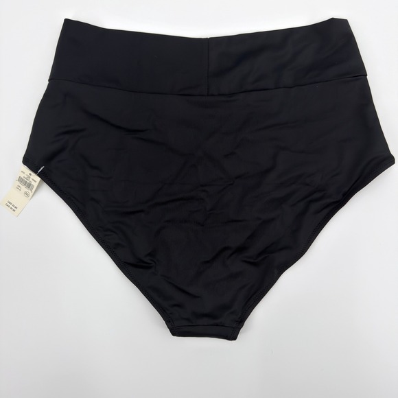 Aerie Black High Waisted Full Coverage Bikini Bottoms Cross Waist Size L NWT - Picture 11 of 11
